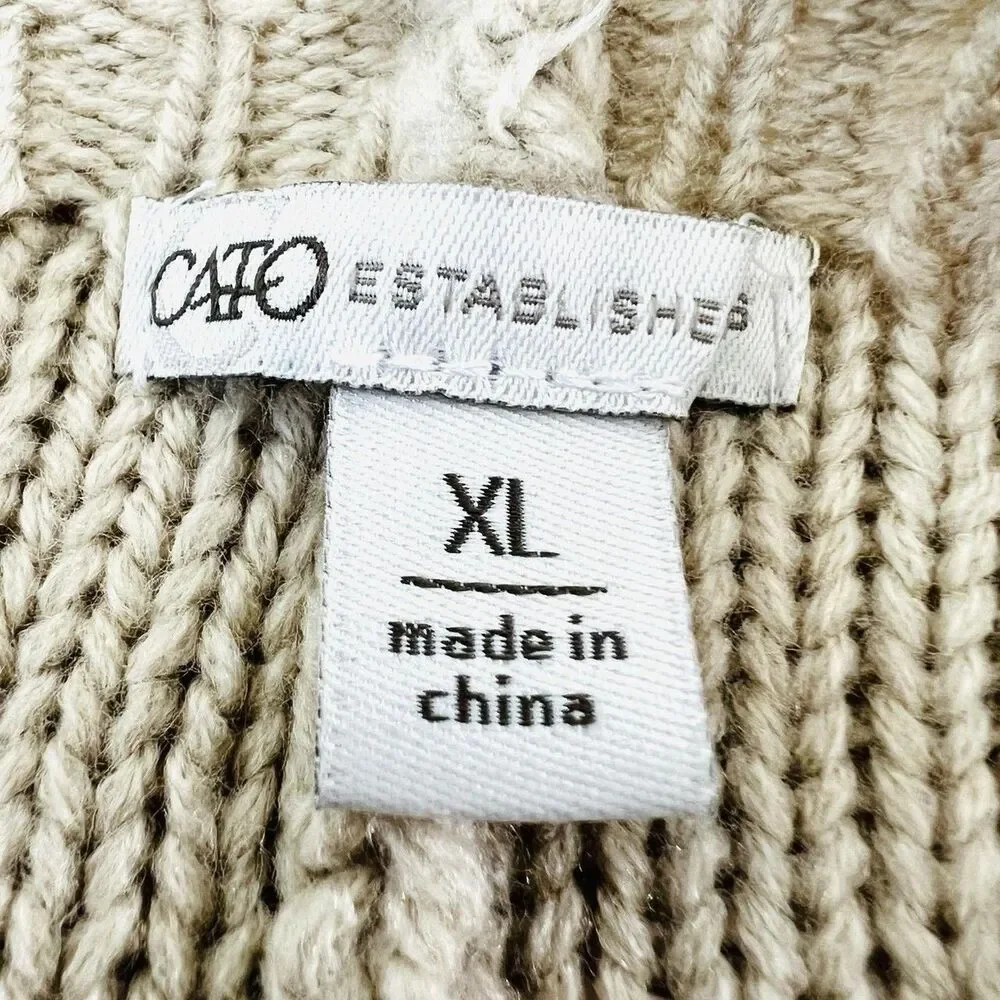 Cato XL Boho Fringe Cardigan Belted Colorblock Rust Cream Black - Picture 6 of 8